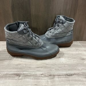 Sperry Topsider Duck Boots Classic Grey Lace Up & Interior Zip Size 11 Women's